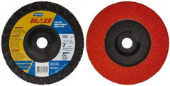 Norton - 60 Grit, 7" Disc Diam, 7/8" Center Hole, Type 27 Ceramic Flap Disc - Plastic Backing, Arbor Attaching System, Coated - Industrial Tool & Supply