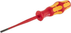 Wera - 198mm OAL Insulated Slotted Screwdriver - 100mm Blade Length, Round Shank, Ergonomic Handle - Industrial Tool & Supply