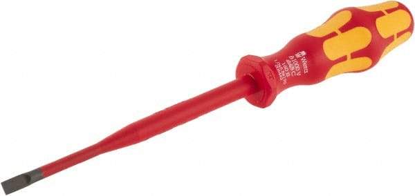 Wera - 223mm OAL Insulated Slotted Screwdriver - 125mm Blade Length, Round Shank, Ergonomic Handle - Industrial Tool & Supply
