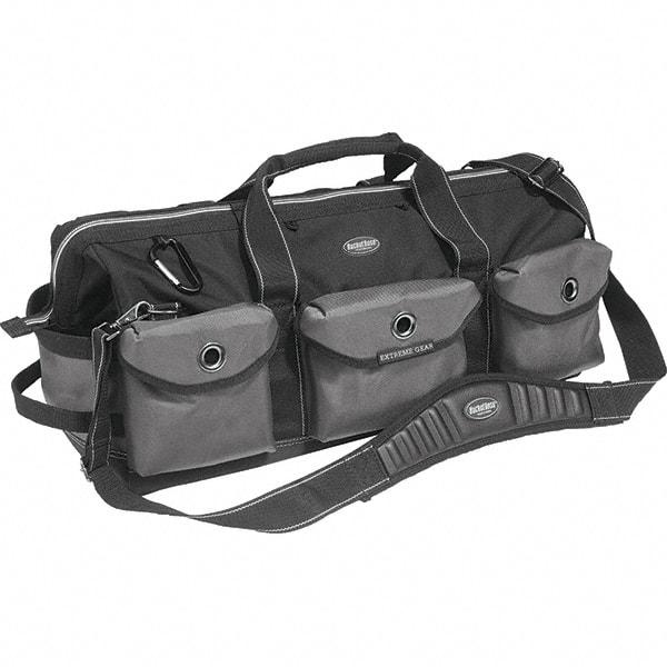 Bucket Boss - 28 Pocket Gray & Black Ballistic Polyester Tool Bag - 28" Wide x 11" Deep x 12" High - Industrial Tool & Supply