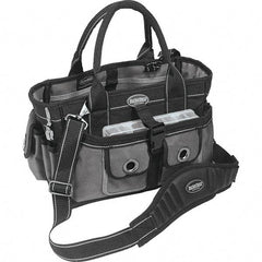 Bucket Boss - 18 Pocket Gray & Black Polyester Tool Bag - 14" Wide x 9" Deep x 9" High - Industrial Tool & Supply