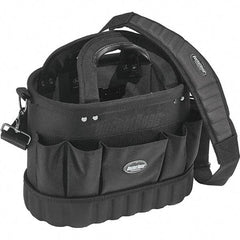 Bucket Boss - 13 Pocket Black Ballistic Polyester Tool Tote - 14" Wide x 8" Deep x 10" High - Industrial Tool & Supply