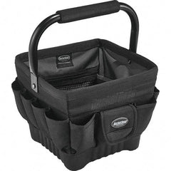 Bucket Boss - 19 Pocket Black Ballistic Polyester Tool Bag - 11" Wide x 11" Deep x 10" High - Industrial Tool & Supply