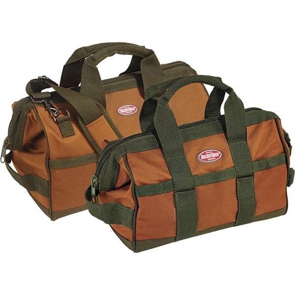 Bucket Boss - 12 Pocket Brown & Green Polyester Tool Bag - 12" Wide x 7" Deep x 9" High - Industrial Tool & Supply
