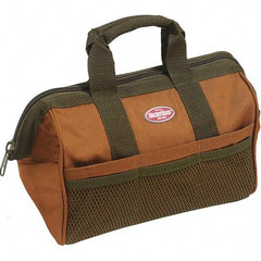 Bucket Boss - 6 Pocket Brown & Green Polyester Tool Bag - 13" Wide x 8" Deep x 10" High - Industrial Tool & Supply