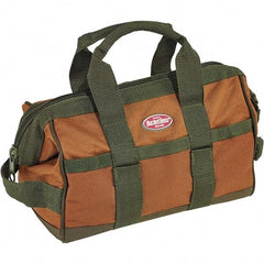 Bucket Boss - 16 Pocket Brown & Green Polyester Tool Bag - 12" Wide x 7" Deep x 9" High - Industrial Tool & Supply