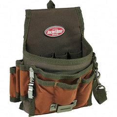 Bucket Boss - 9 Pocket General Purpose Holster - Polyester, Brown & Green - Industrial Tool & Supply
