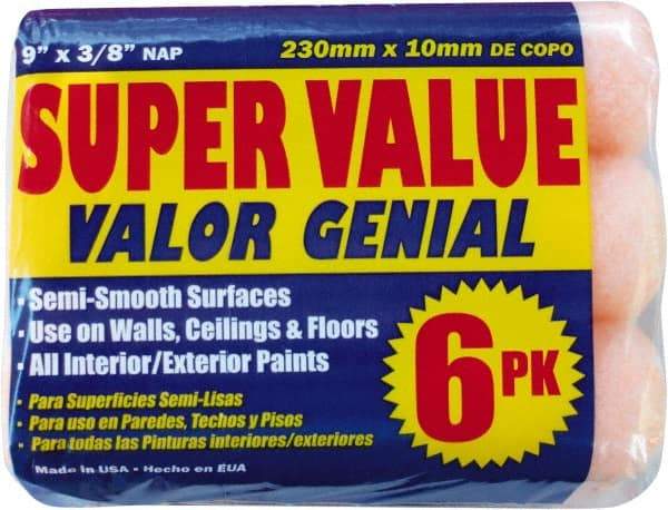 Premier Paint Roller - 3/8" Nap, 9" Wide Paint General Purpose Roller Cover - Medium Texture, Polyester - Industrial Tool & Supply