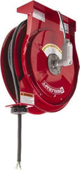 Reelcraft - 10 AWG, 50' Cable Length, Cord & Cable Reel with Flying Lead End - 0 Outlets, 30 Amps, 125 Volts, SEOOW Cable, Red Reel, Spring Driven Reel - Industrial Tool & Supply