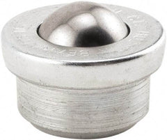 Hudson Bearing - 1 Inch Diameter, Round, Carbon Steel Ball Transfer - 1.6719 Inch Overall Diameter, 5/8 Inch Mount Height, 200 Lb. Capacity - Industrial Tool & Supply