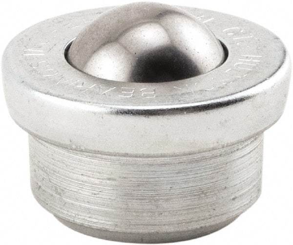 Hudson Bearing - 5/8 Inch Diameter, Round, Nylon Ball Transfer - 1.1875 Inch Overall Diameter, 3/8 Inch Mount Height, 125 Lb. Capacity - Industrial Tool & Supply