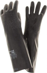 North - Size M (8), 14" Long, 14 mil Thick, Butyl Chemical Resistant Gloves - Rough Finish, Rolled Cuff, Black, FDA Approved - Industrial Tool & Supply