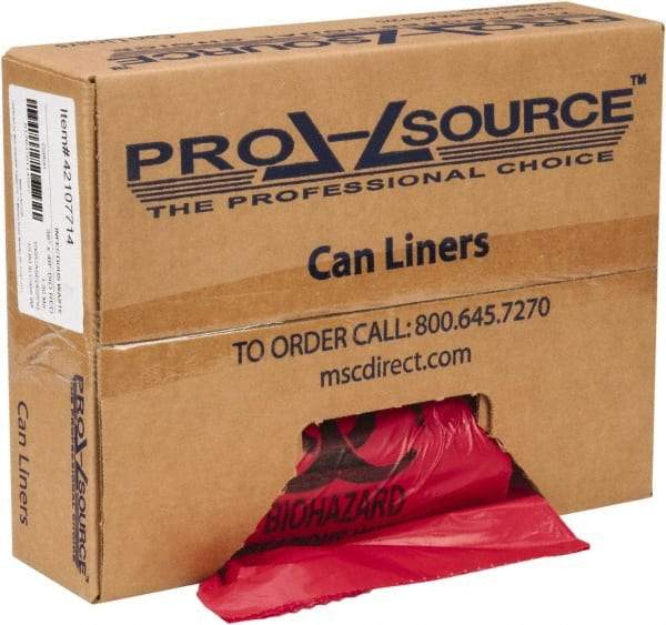 PRO-SOURCE - 45 Gal Capacity, Red, Hazardous Waste Bag - 1.3 mil Thick x 38" Wide x 48" High, Roll - Industrial Tool & Supply