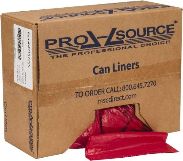 PRO-SOURCE - 32 Gal Capacity, Red, Hazardous Waste Bag - 1.3 mil Thick x 30" Wide x 43" High, Roll - Industrial Tool & Supply