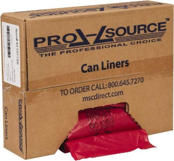 PRO-SOURCE - 30 Gal Capacity, Red, Hazardous Waste Bag - 1.3 mil Thick x 30" Wide x 37" High, Roll - Industrial Tool & Supply