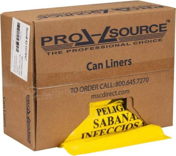 PRO-SOURCE - 45 Gal Capacity, Yellow, Hazardous Waste Bag - 1.3 mil Thick x 40" Wide x 47" High, Roll - Industrial Tool & Supply