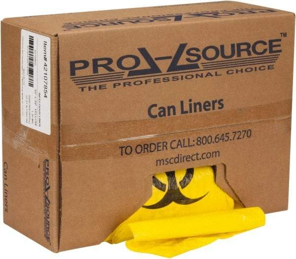 PRO-SOURCE - 33 Gal Capacity, Yellow, Hazardous Waste Bag - 1.3 mil Thick x 33" Wide x 39" High, Roll - Industrial Tool & Supply