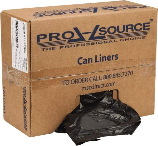 PRO-SOURCE - 1.5 mil Thick, Heavy-Duty Trash Bags - Linear Low-Density Polyethylene (LLDPE), Flat Pack Dispenser, 40" Wide x 46" High, Black - Industrial Tool & Supply