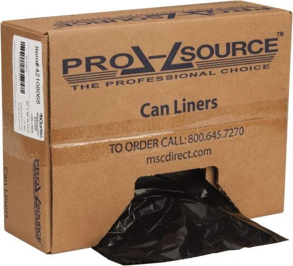 PRO-SOURCE - 1.1 mil Thick, Heavy-Duty Trash Bags - Hexene Resins, Roll Dispenser, 40" Wide x 46" High, Black - Industrial Tool & Supply