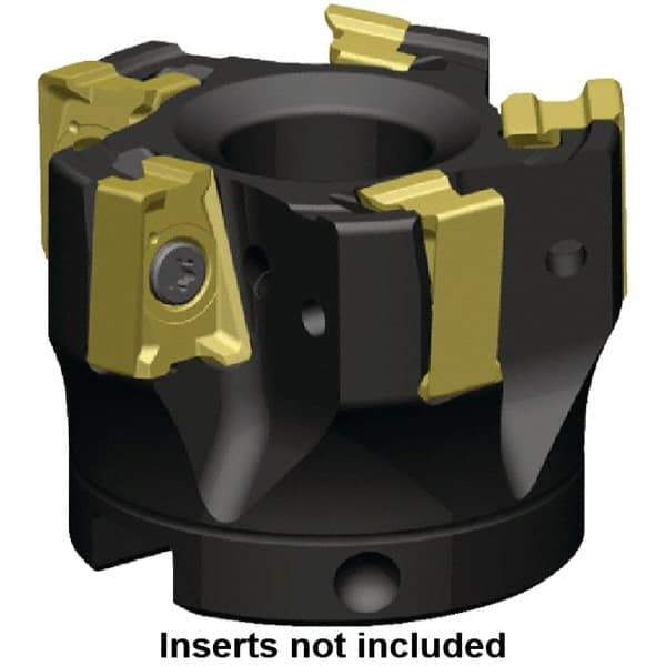 Kennametal - 6 Inserts, 100mm Cut Diam, 32mm Arbor Diam, 15.5mm Max Depth of Cut, Indexable Square-Shoulder Face Mill - 0° Lead Angle, 50mm High, LNGU15T608SRGE Insert Compatibility, Through Coolant, Series MILL 4-15 - Industrial Tool & Supply