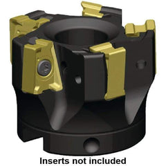 Kennametal - 7 Inserts, 5" Cut Diam, 1-1/2" Arbor Diam, 15.5mm Max Depth of Cut, Indexable Square-Shoulder Face Mill - 0° Lead Angle, 2.38" High, LNGU15T608SRGE Insert Compatibility, Through Coolant, Series MILL 4-15 - Industrial Tool & Supply