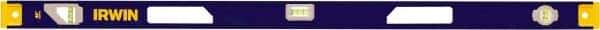 Irwin - 48" Long 3 Vial I-Beam Level - Aluminum, Blue/Yellow, 1 Level & 2 Plumb Vials - Industrial Tool & Supply
