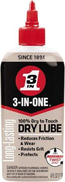 3-IN-ONE - 4 oz Bottle Dry Film Lubricant - Light Amber, 500°F Max - Industrial Tool & Supply