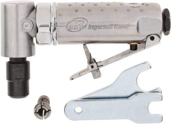 Ingersoll-Rand - 1/4" Collet, Angle Handle, Angle Air Die Grinder - 21,000 RPM, Front Exhaust, 24 CFM, 0.25 hp, 1/4" Inlet - Industrial Tool & Supply