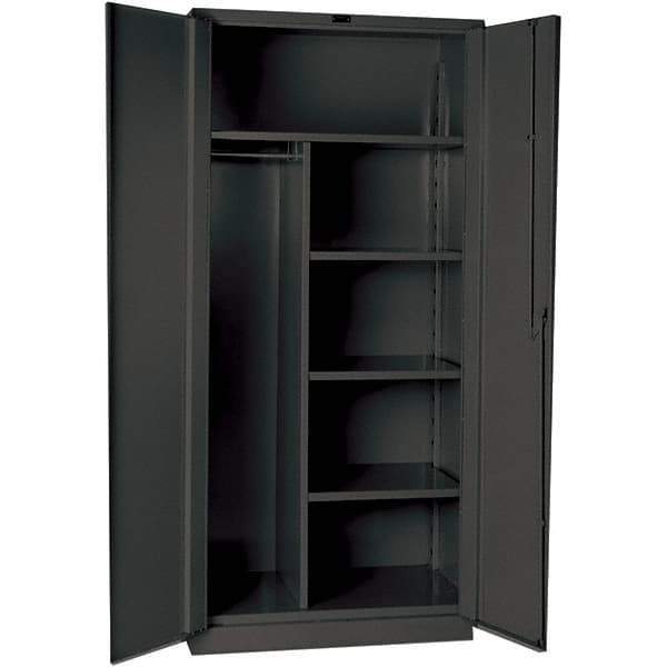 Hallowell - 4 Shelf Combination Storage Cabinet - Steel, 48" Wide x 24" Deep x 78" High, Gray - Industrial Tool & Supply