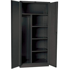 Hallowell - 4 Shelf Combination Storage Cabinet - Steel, 60" Wide x 24" Deep x 78" High, Gray - Industrial Tool & Supply