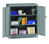 36"W x 18"D x 42"H Counter High Welded Set Up Storage Cabinet, 2 Adj. shelves, w/Raised Bottom - Industrial Tool & Supply