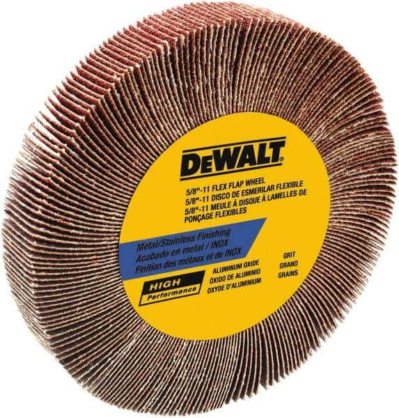 DeWALT - 4-1/2" Diam, 60 Grit Aluminum Oxide Unmounted Flap Wheel - 5/8-11 Thread, 1-1/8" Wide, Coated, Medium Grade, 13,300 Max RPM - Industrial Tool & Supply