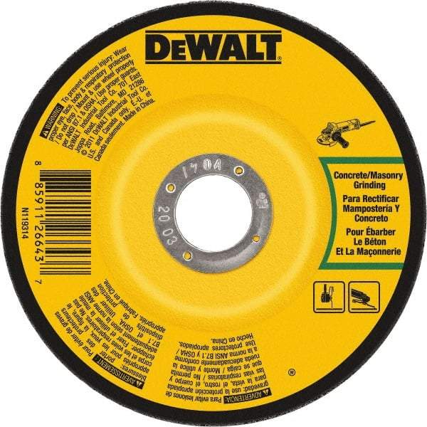 DeWALT - 24 Grit, 7" Wheel Diam, 1/4" Wheel Thickness, Type 27 Depressed Center Wheel - Silicon Carbide, 8,700 Max RPM, Compatible with Angle Grinder - Industrial Tool & Supply