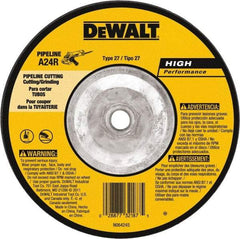 DeWALT - 24 Grit, 6" Wheel Diam, 1/8" Wheel Thickness, Type 27 Depressed Center Wheel - Aluminum Oxide, 10,100 Max RPM, Compatible with Angle Grinder - Industrial Tool & Supply