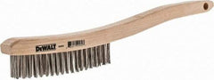 DeWALT - 19 Rows x 3 Columns Stainless Steel Scratch Brush - 13-11/16" OAL, 1-1/8" Trim Length, Wood Curved Handle - Industrial Tool & Supply