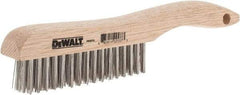 DeWALT - 15 Rows x 4 Columns Stainless Steel Scratch Brush - 10" OAL, 1-1/8" Trim Length, Wood Shoe Handle - Industrial Tool & Supply