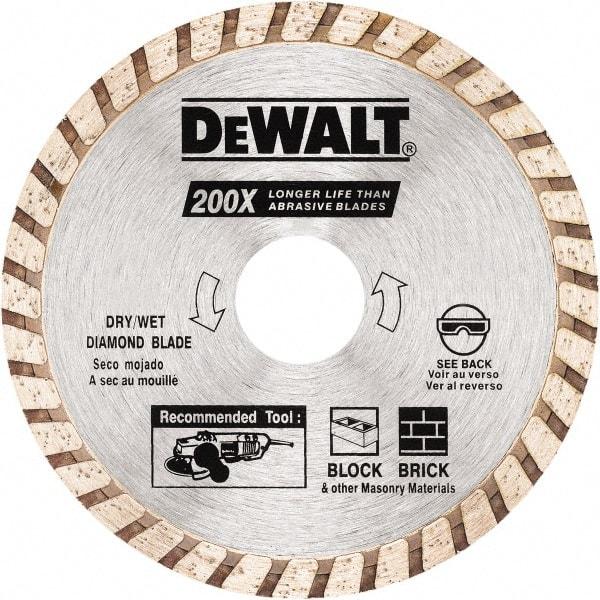 DeWALT - 4" Diam, 5/8 & 7/8" Arbor Hole Diam, Wet & Dry Cut Saw Blade - Diamond Matrix, Standard Round Arbor - Industrial Tool & Supply