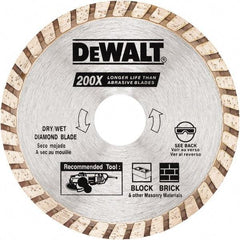 DeWALT - 4" Diam, 5/8 & 7/8" Arbor Hole Diam, Wet & Dry Cut Saw Blade - Diamond Matrix, Standard Round Arbor - Industrial Tool & Supply