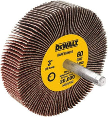 DeWALT - 3" Diam x 1" Face Width, Medium Aluminum Oxide Coated Mounted Flap Wheel - 1/4" Shank Mount, 60 Grit, Cloth Backing, 20,000 Max RPM - Industrial Tool & Supply