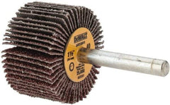 DeWALT - 1-1/2" Diam x 1" Face Width, Coarse Aluminum Oxide Coated Mounted Flap Wheel - 1/4" Shank Mount, 40 Grit, Cloth Backing, 25,000 Max RPM - Industrial Tool & Supply