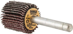 DeWALT - 1" Diam x 1" Face Width, Coarse Aluminum Oxide Coated Mounted Flap Wheel - 1/4" Shank Mount, 40 Grit, Cloth Backing, 25,000 Max RPM - Industrial Tool & Supply