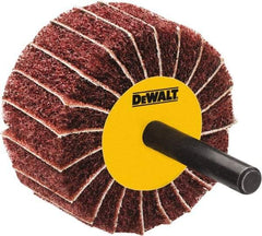DeWALT - 3" Diam x 1-3/4" Face Width, Fine Aluminum Oxide Coated Mounted Flap Wheel - 1/4" Shank Mount, 100 Grit, Interleaf, Cloth Backing, 25,000 Max RPM - Industrial Tool & Supply