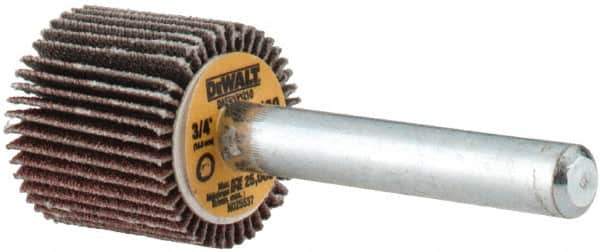 DeWALT - 3/4" Diam x 3/4" Face Width, Fine Aluminum Oxide Coated Mounted Flap Wheel - 1/4" Shank Mount, 120 Grit, Cloth Backing, 25,000 Max RPM - Industrial Tool & Supply