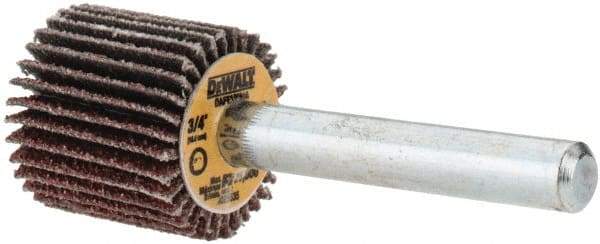 DeWALT - 3/4" Diam x 3/4" Face Width, Medium Aluminum Oxide Coated Mounted Flap Wheel - 1/4" Shank Mount, 60 Grit, Cloth Backing, 25,000 Max RPM - Industrial Tool & Supply