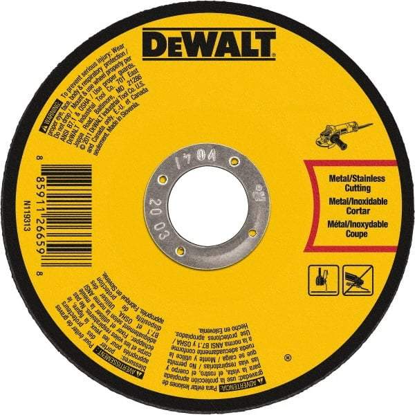 DeWALT - 7" 60 Grit Aluminum Oxide Cutoff Wheel - 0.045" Thick, 7/8" Arbor, 8,700 Max RPM, Use with Angle Grinders - Industrial Tool & Supply
