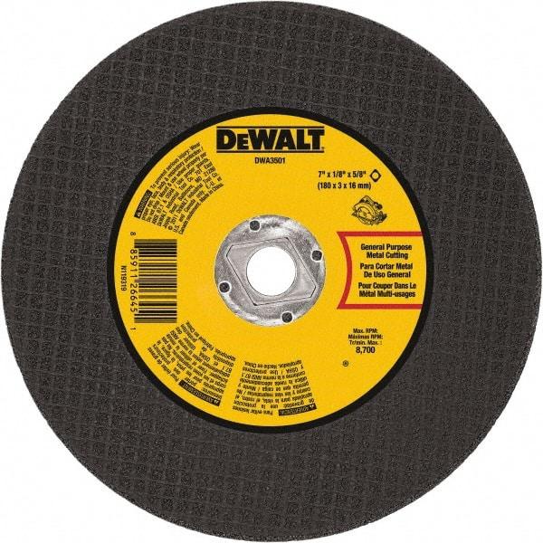 DeWALT - 7" 24 Grit Aluminum Oxide Cutoff Wheel - 1/8" Thick, 5/8" Arbor, 8,700 Max RPM, Use with Angle Grinders - Industrial Tool & Supply