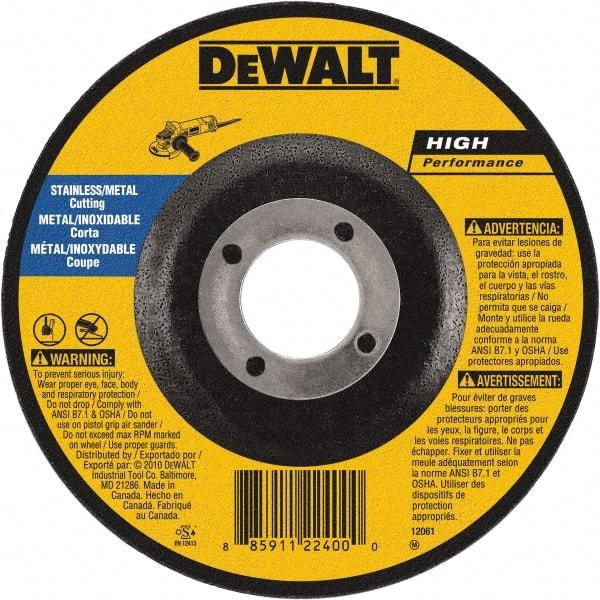 DeWALT - 5" 60 Grit Aluminum Oxide Cutoff Wheel - 0.045" Thick, 7/8" Arbor, 12,200 Max RPM, Use with Angle Grinders - Industrial Tool & Supply