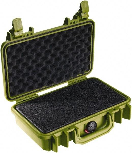 Pelican Products, Inc. - 8-11/32" Wide x 3-25/32" High, Clamshell Hard Case - Olive, Polyethylene - Industrial Tool & Supply