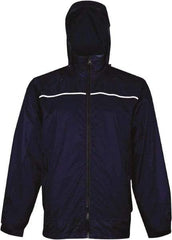 Viking - Size XL, Navy, Rain, Wind Resistant Rain Jacket - 47" Chest, 3 Pockets, Attached Hood - Industrial Tool & Supply