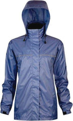 Viking - Size M, Blue, Rain, Wind Resistant Rain Jacket - 40" Chest, 3 Pockets, Attached Hood - Industrial Tool & Supply